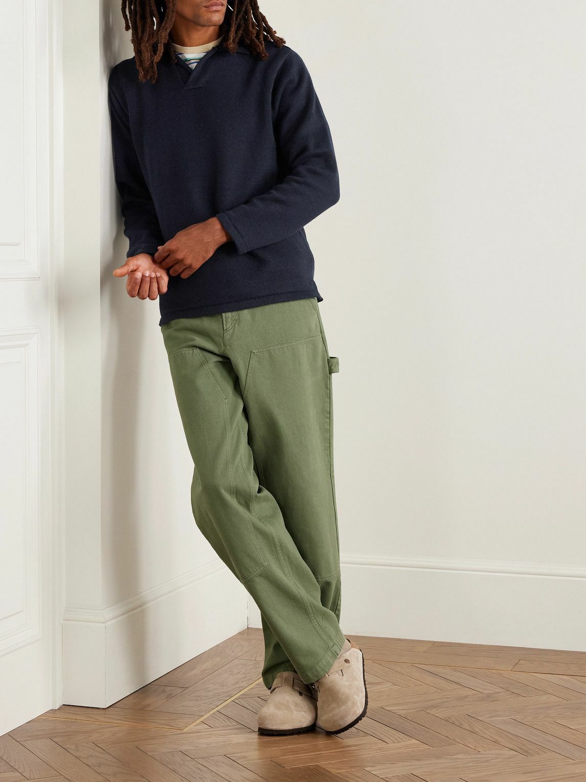 Inis Meáin - Wool and Linen-Blend Polo Shirt - Blue