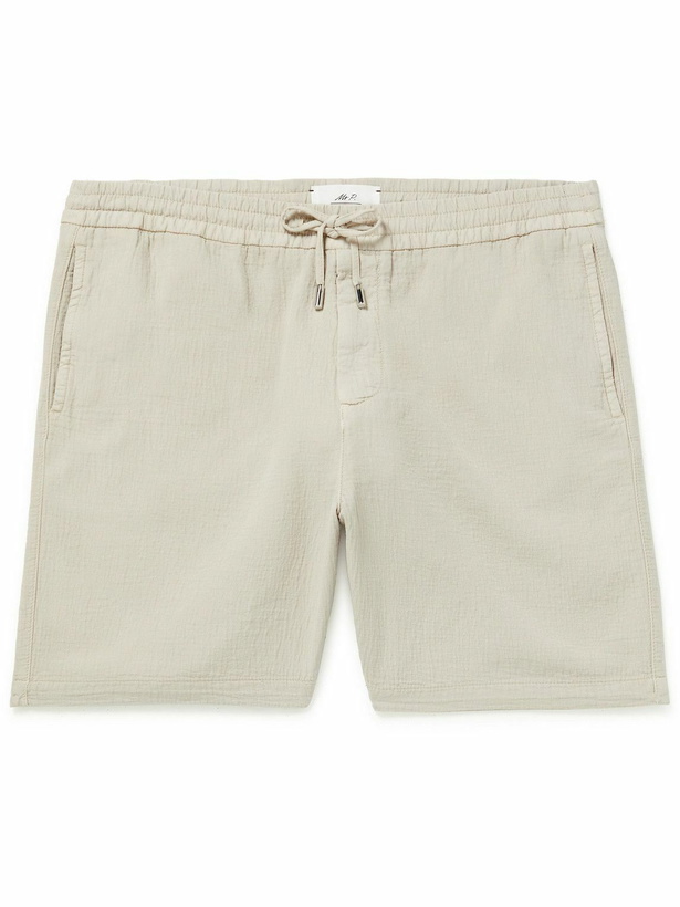 Photo: Mr P. - Straight-Leg Textured Cotton-Dobby Drawstring Shorts - Neutrals