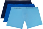 Calvin Klein Underwear Three-Pack Blue Micro Boxer Briefs