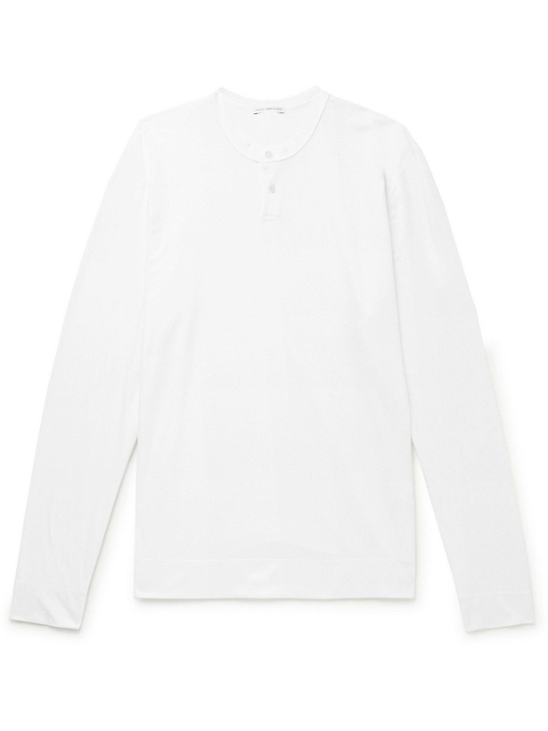 Photo: James Perse - Brushed Cotton-Blend Jersey Henley T-Shirt - White