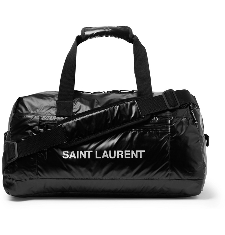 Photo: SAINT LAURENT - Logo-Print Glossed-Nylon Duffle Bag - Black