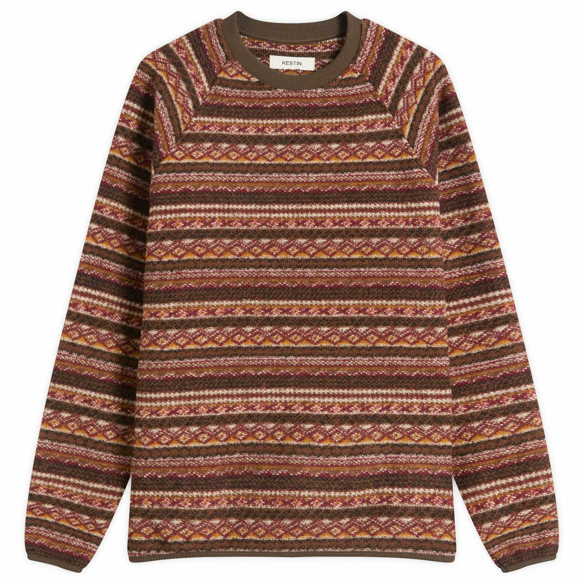 Kestin Men's Junction Knitted Fairisle Sweatshirt in Umber
