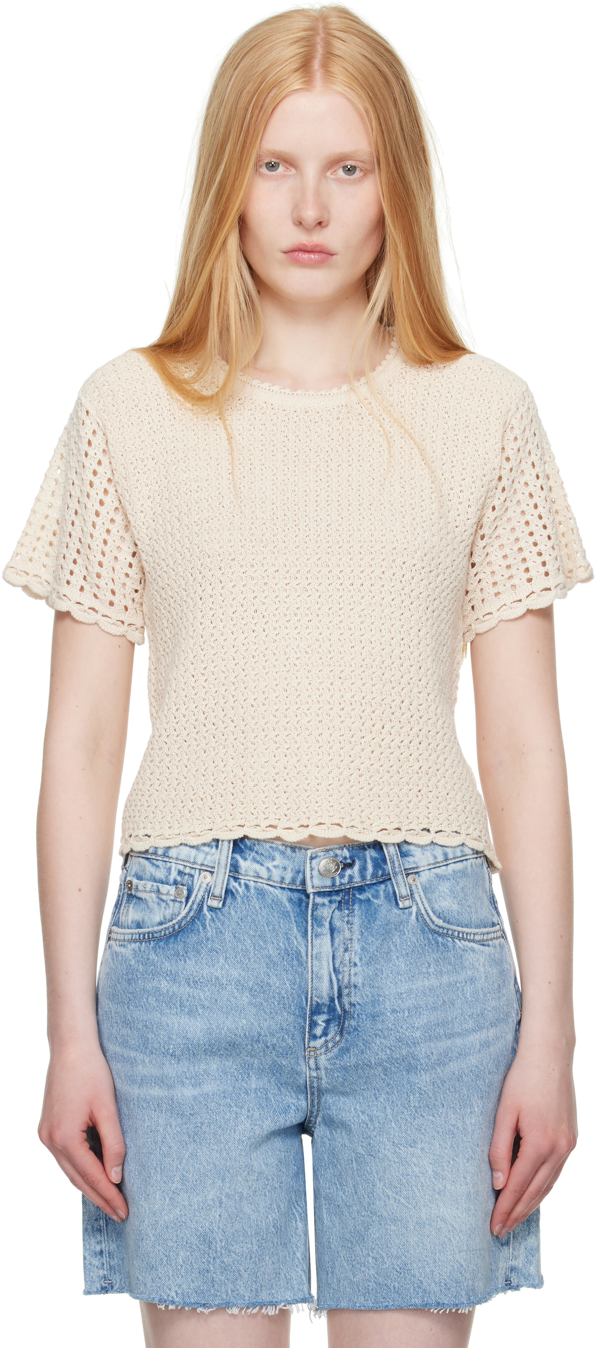rag & bone Beige Khloe Short Sleeve T-shirt
