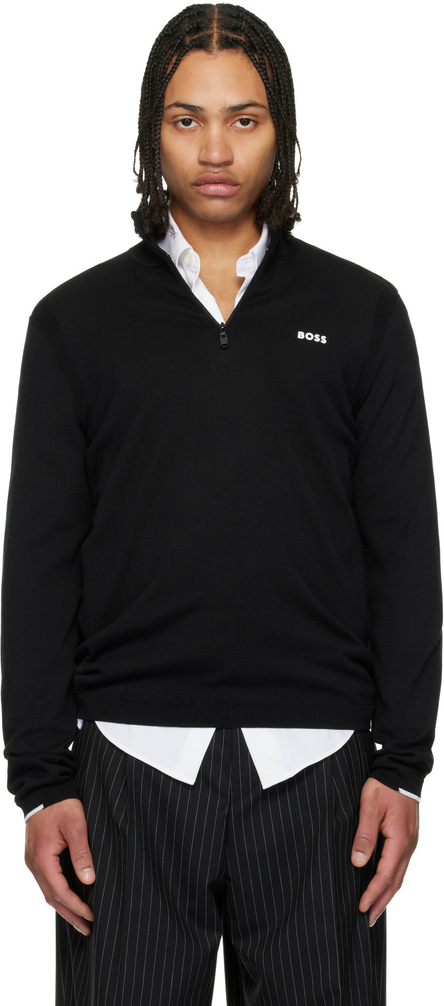 BOSS Black Cotton Quarter Zip Track Jacket