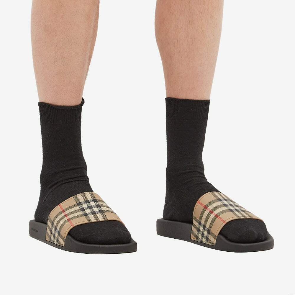 Burberry Men's Furley Check Slide in Archive Beige Check Burberry