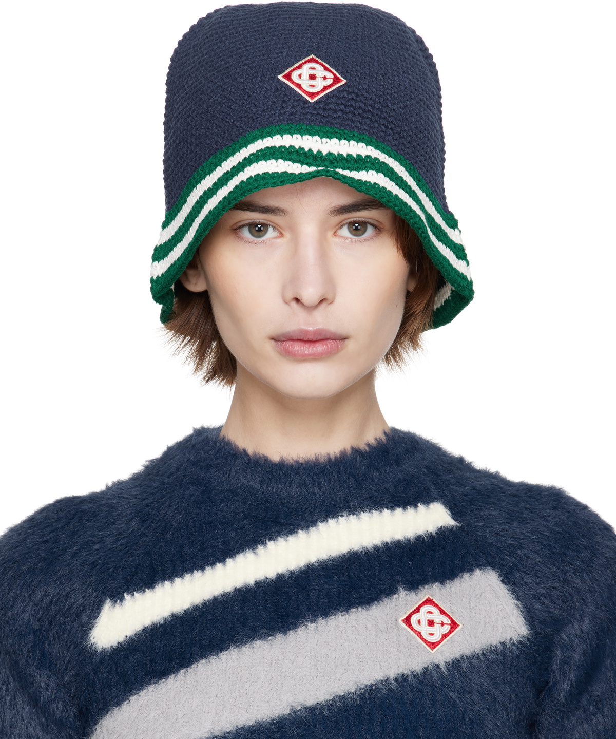 Casablanca Multicolor Stripe Crochet Bucket Hat Casablanca