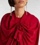 McQueen Draped floral-appliqué silk gown