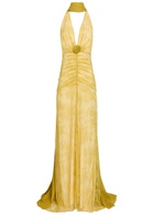 DE LA Vali Amora Scarf-effect Lace Gown Yellow