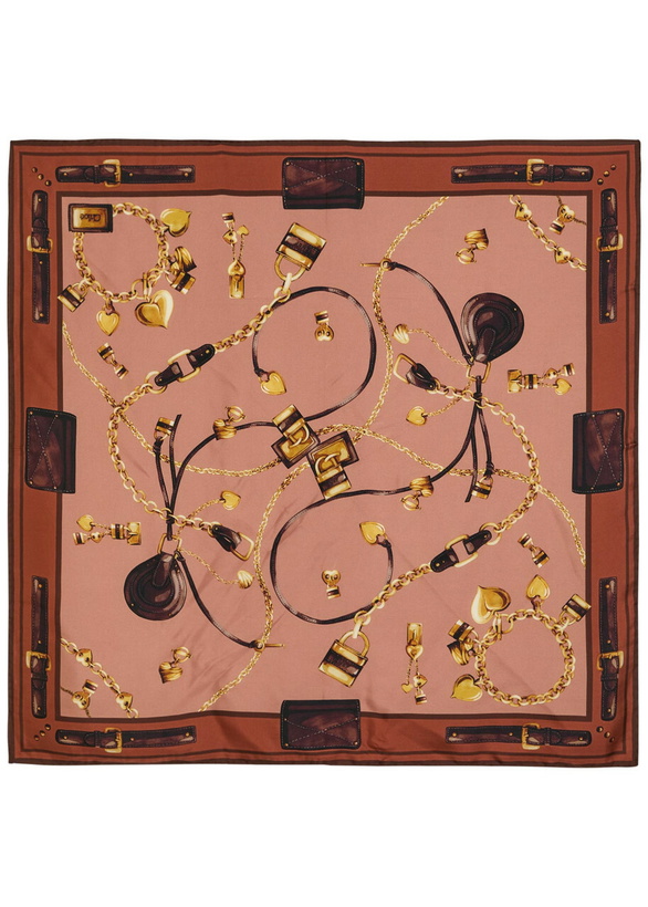 Photo: Chloe Paddington Printed Silk Scarf - Brown - One Size