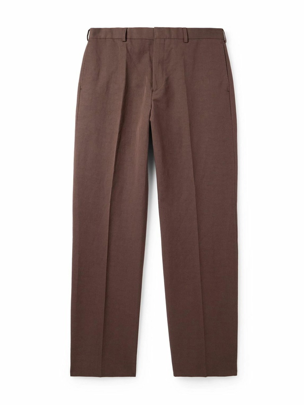 Photo: Paul Smith - Straight-Leg Cotton and Linen-Blend Trousers - Brown