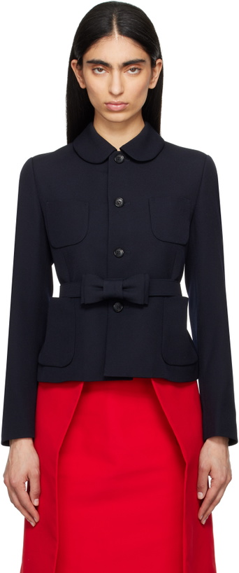 Photo: Comme des Garçons Girl Navy Wool Gabardine Medium Blazer