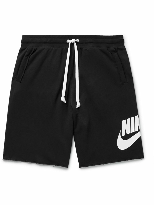 Photo: Nike - Alumni Straight-Leg Logo-Print Cotton-Blend Jersey Shorts - Black