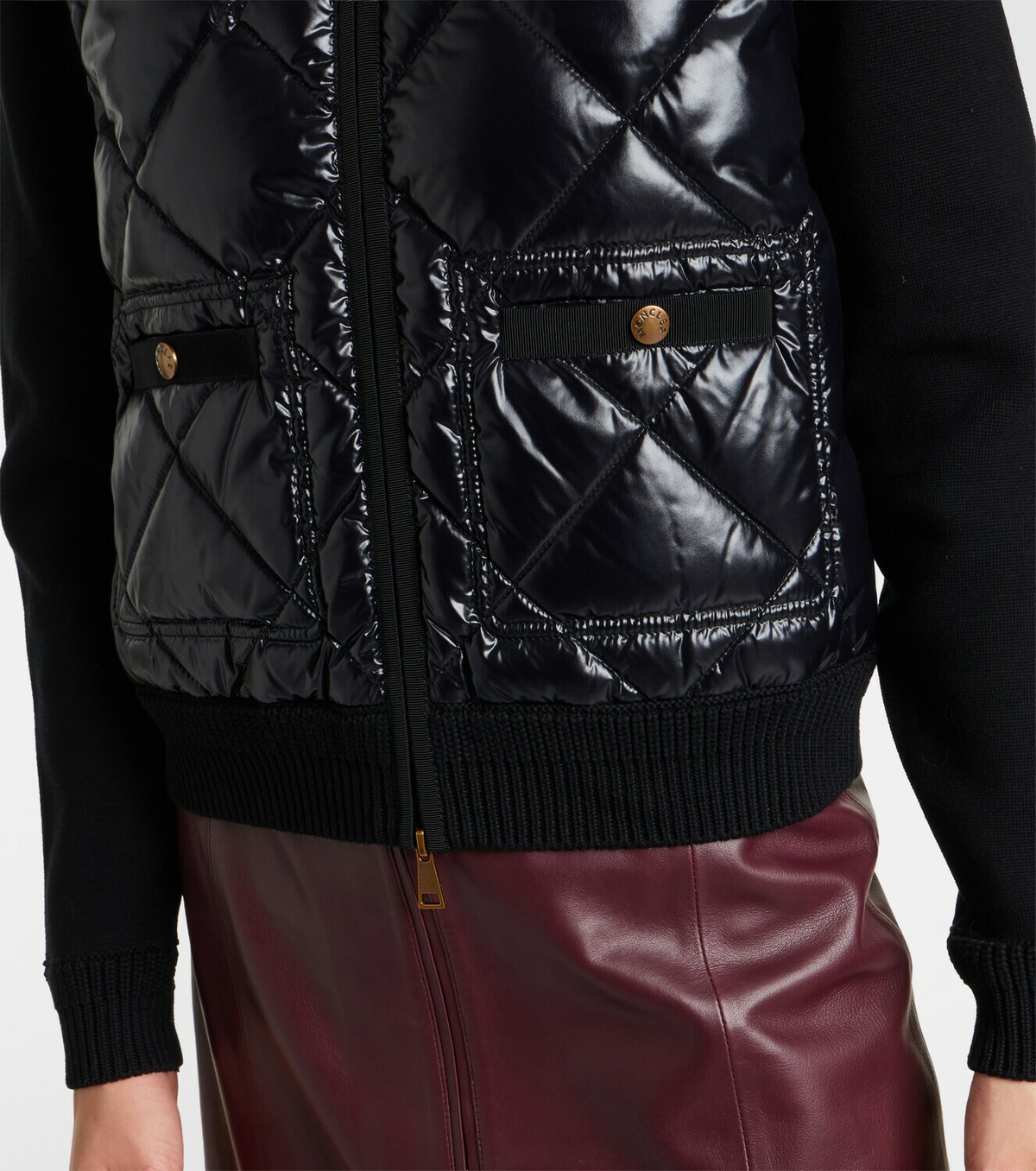 Moncler Down-paneled cotton cardigan
