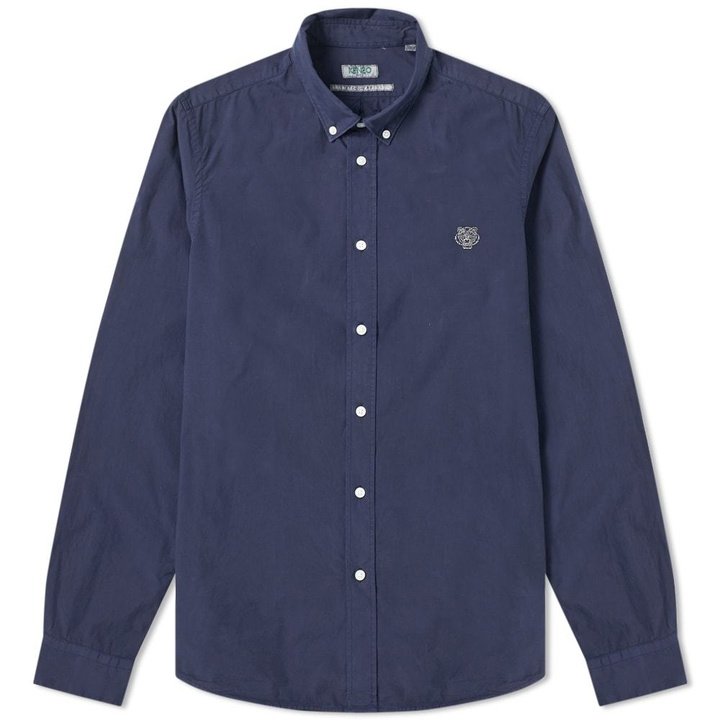 Photo: Kenzo Button Down Tiger Poplin Shirt Navy