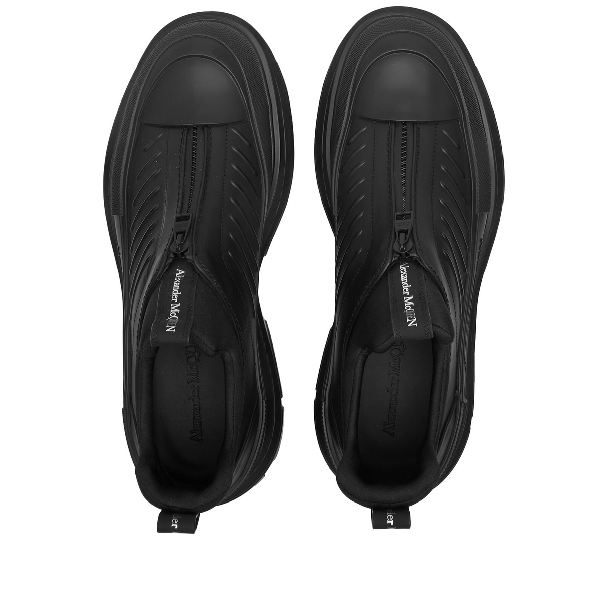 Alexander McQueen Men's Tread Sole Zip Sneakers in Black Alexander