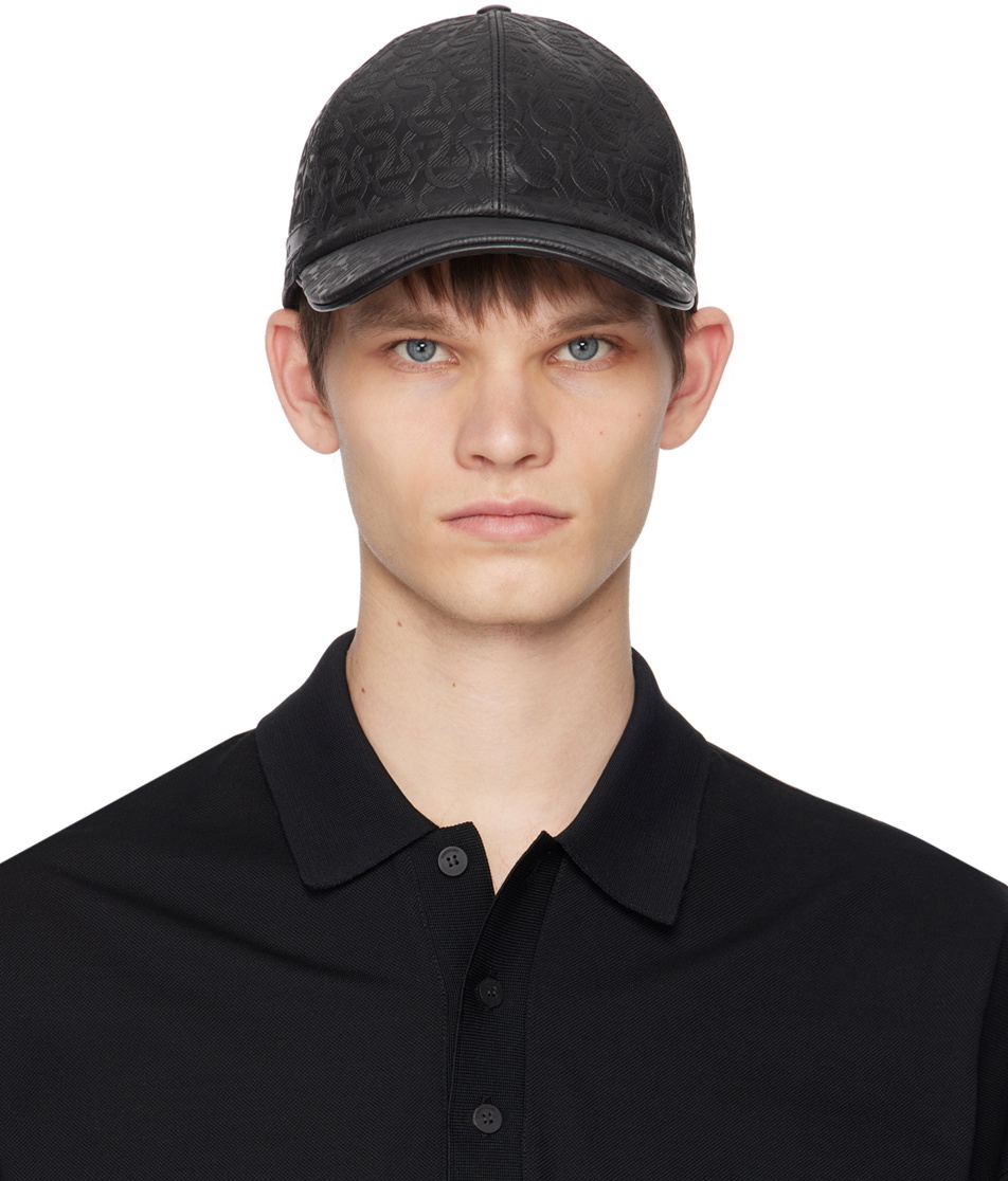 Ferragamo Black Leather Cap Salvatore Ferragamo