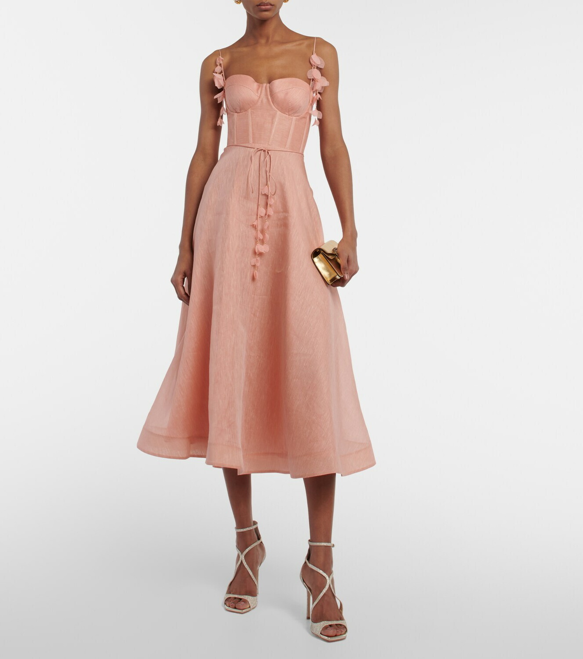 【Zimmermann】Dawning linen and silk midi dress Dawning linen and silk midi dress in white - Zimmermann