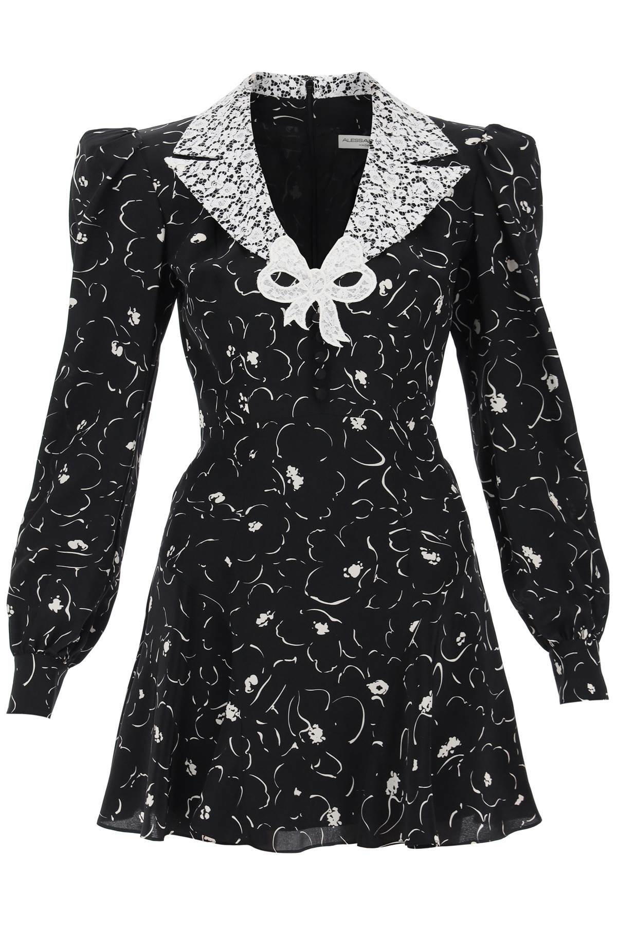 ALESSANDRA RICH mini dress with lace collar Black
