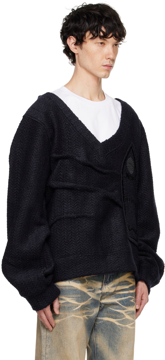 Who Decides War Navy Gathered Collegiate Sweater WHO DECIDES WAR