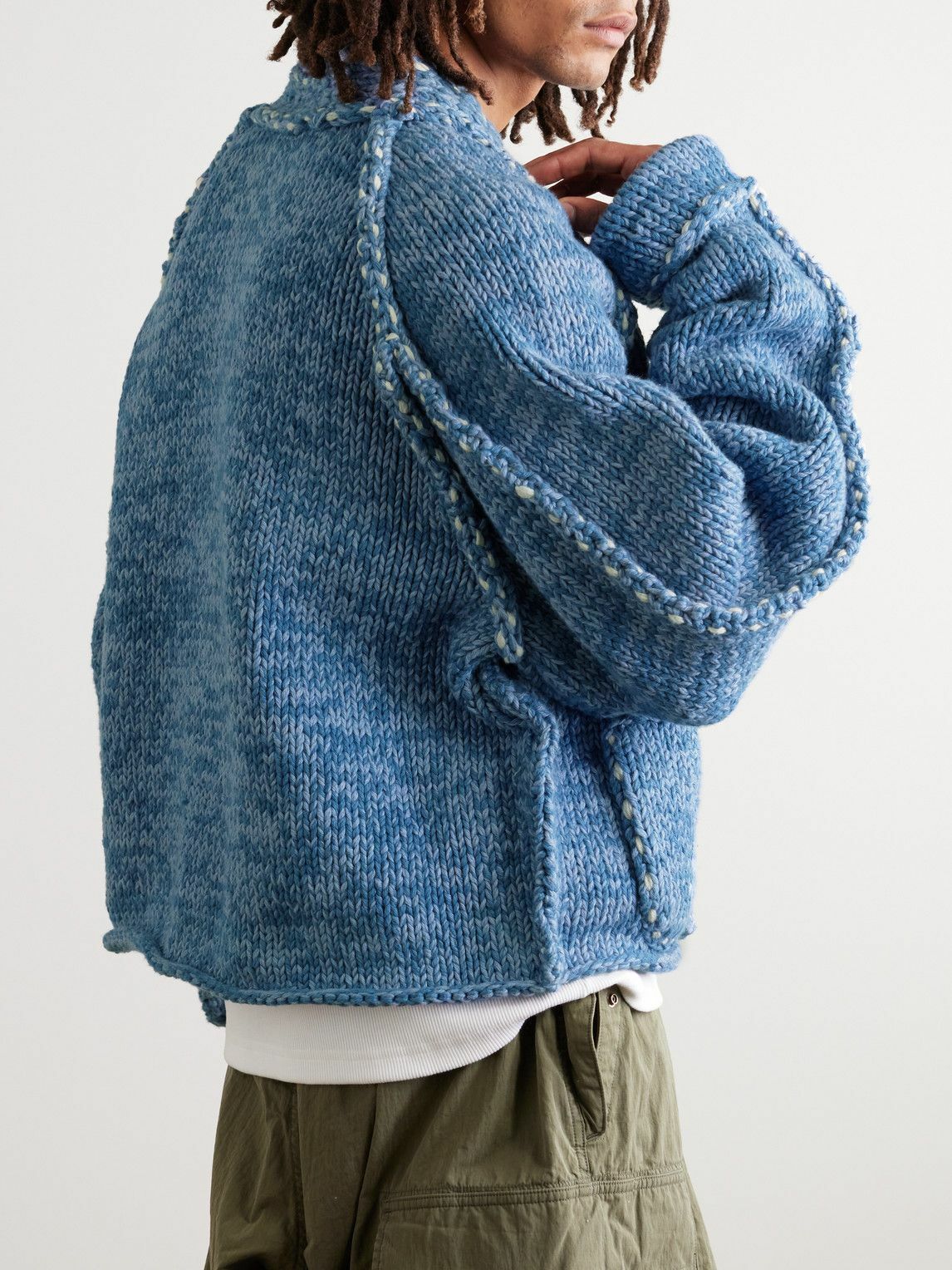 KAPITAL - Railroad Logo-Appliquéd Cotton Cardigan - Blue KAPITAL