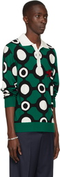 Charles Jeffrey Loverboy Green Colorblock Long Sleeve Polo