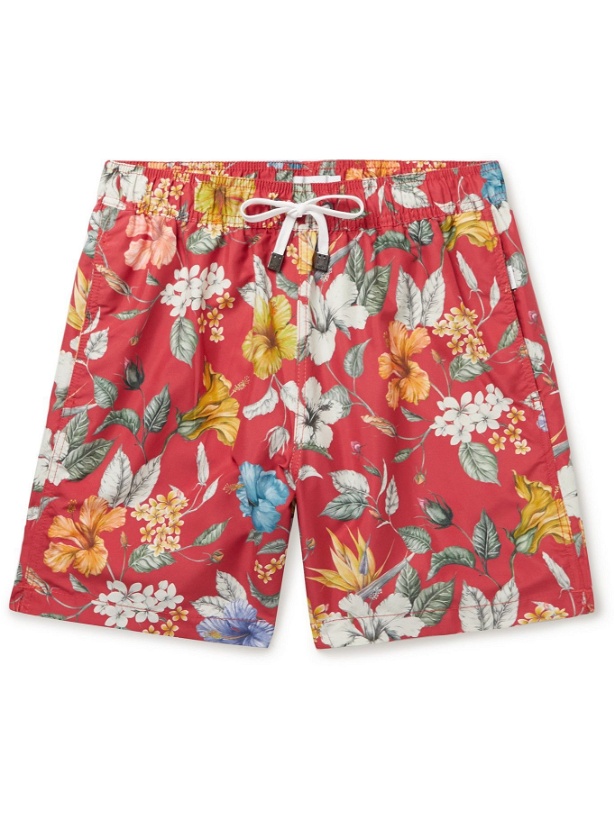 Photo: ONIA - Liberty London Charles Mid-Length Floral-Print Swim Shorts - Red