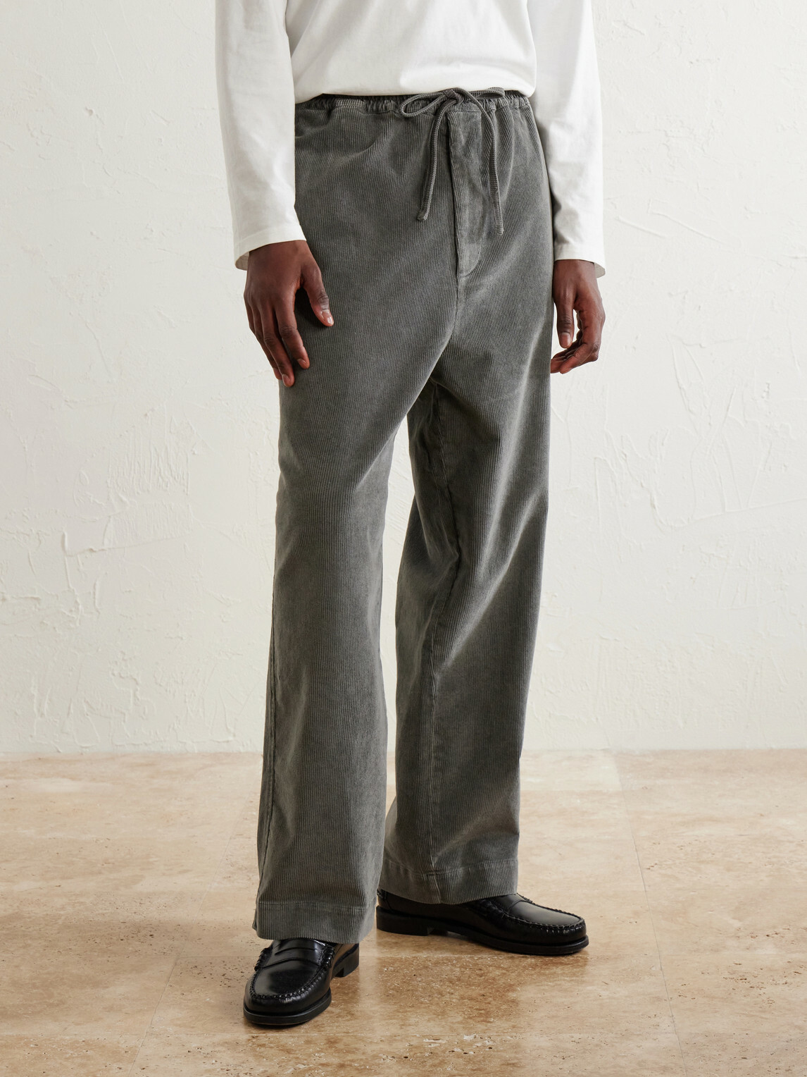 Officine Générale - Fernand Wide-Leg Cotton-Blend Corduroy Trousers - Gray