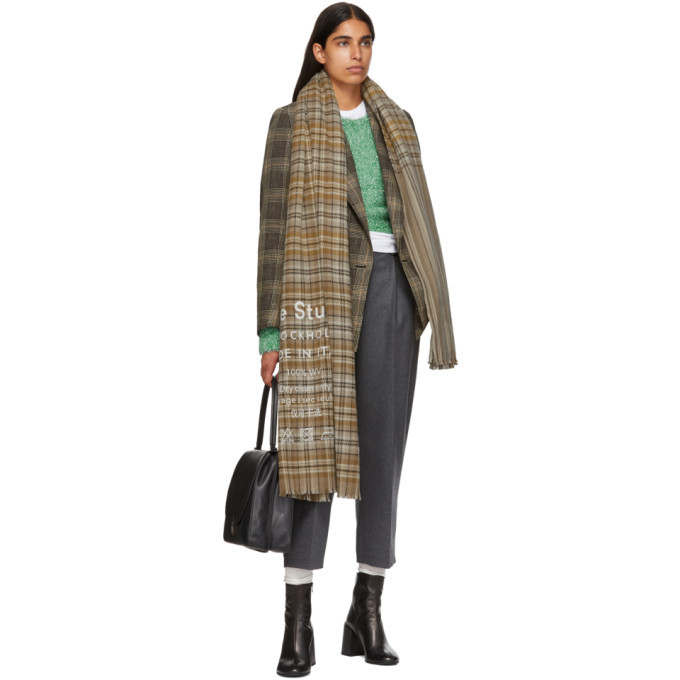 Acne Studios Brown and Beige Check Double-Breasted Blazer