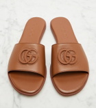 Gucci Double G leather slides