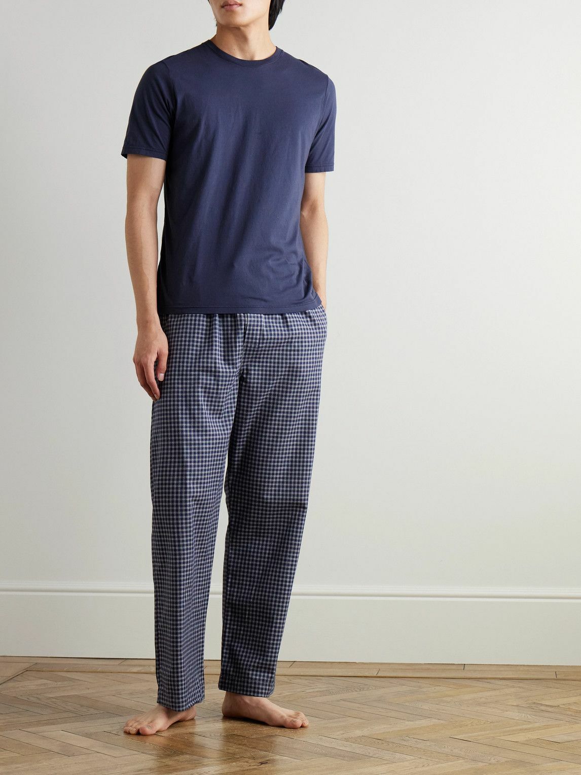 Derek Rose - Braemar Checked Cotton-Flannel Pyjama Trousers - Blue