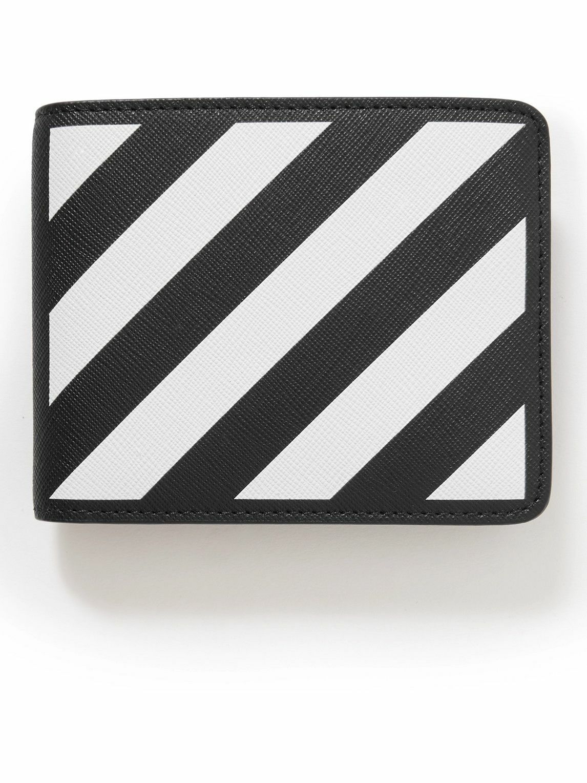 OffWhite Striped LogoPrint Saffiano Leather Billfold Wallet OffWhite