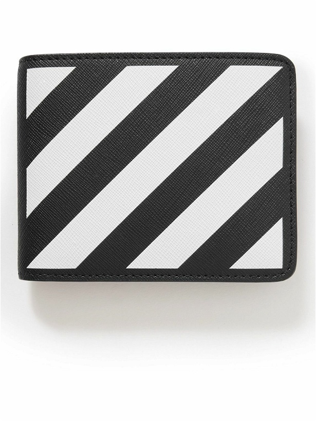 Photo: Off-White - Striped Logo-Print Saffiano Leather Billfold Wallet