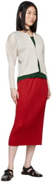 PLEATS PLEASE ISSEY MIYAKE Red New Colorful Basics 3 Midi Skirt