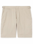 Orlebar Brown - Norwich Straight-Leg Striped Cotton-Seersucker Shorts - Neutrals