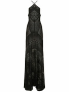 ROBERTO CAVALLI Halter Neck Devoré Viscose Long Dress