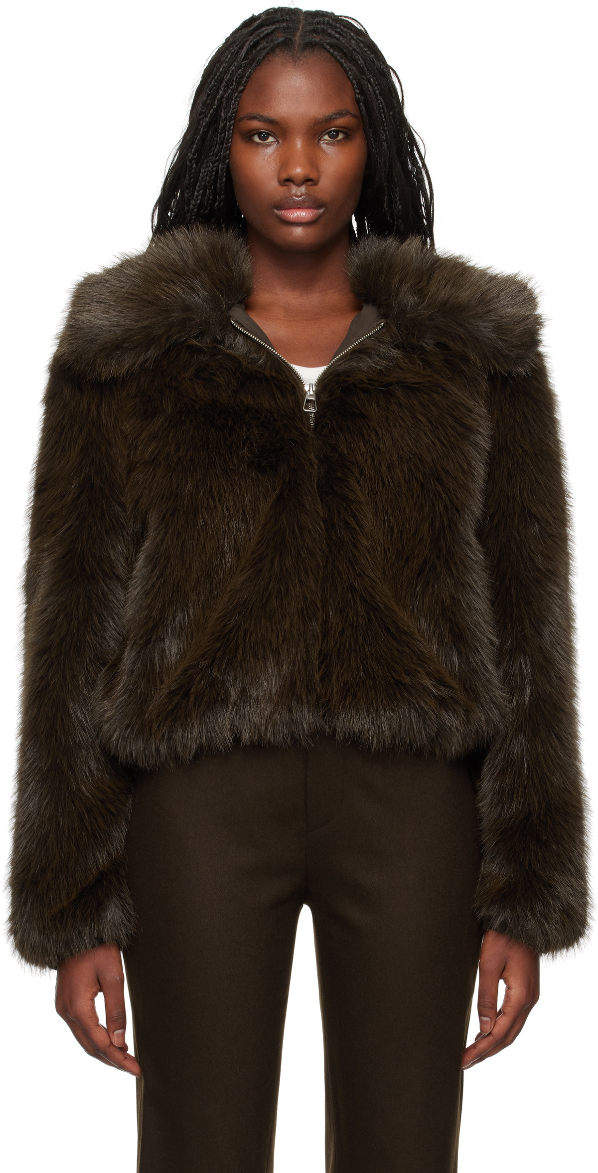 The Frankie Shop Brown Hope Faux-Fur Jacket The Frankie Shop