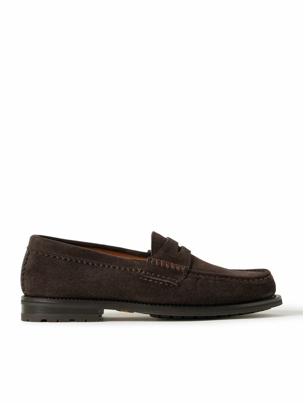 Photo: Yuketen - Rob's Suede Penny Loafers - Brown