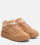 Jimmy Choo Diamond Maxi shearling-trimmed suede sneakers