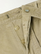 Auralee - Wide-Leg Pleated Paint-Splattered Cotton-Twill Chinos - Neutrals