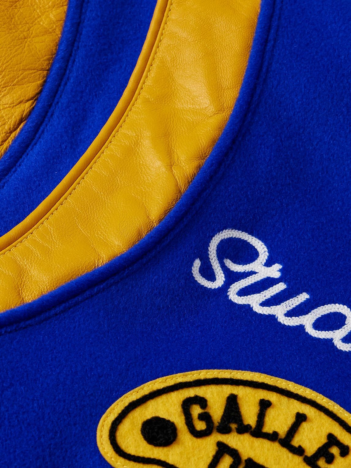 Gallery Dept. - Logo-Embroidered Appliquéd Leather-Trimmed Wool-Blend Felt Varsity Jacket - Blue