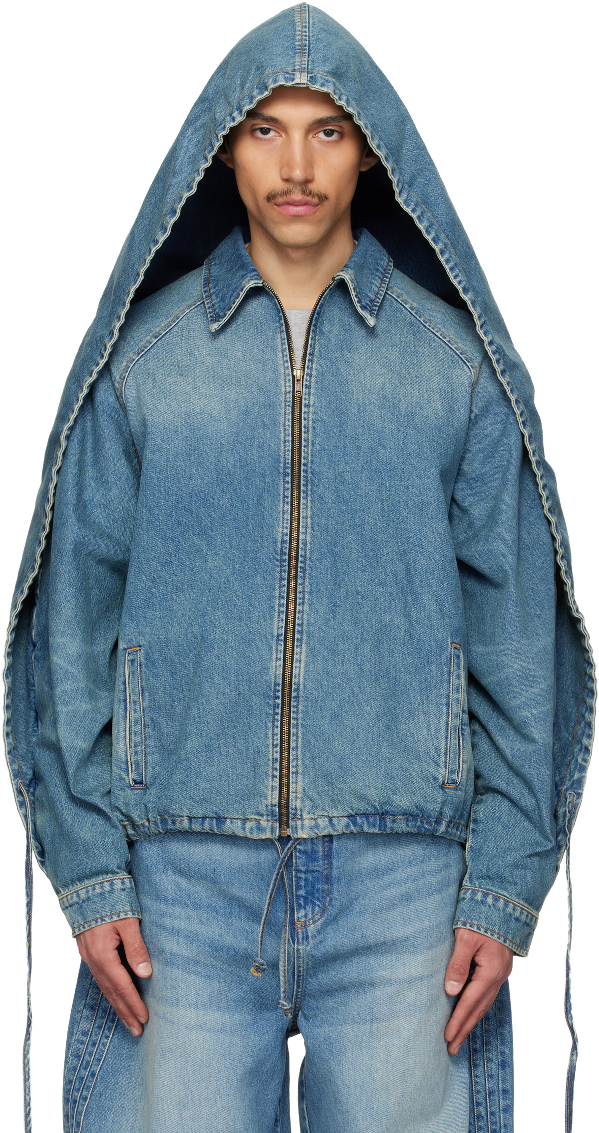 EGONlab Blue Wrapped Denim Jacket EGONlab