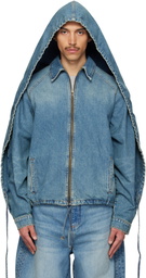 EGONlab Blue Convertible Hooded Denim Jacket