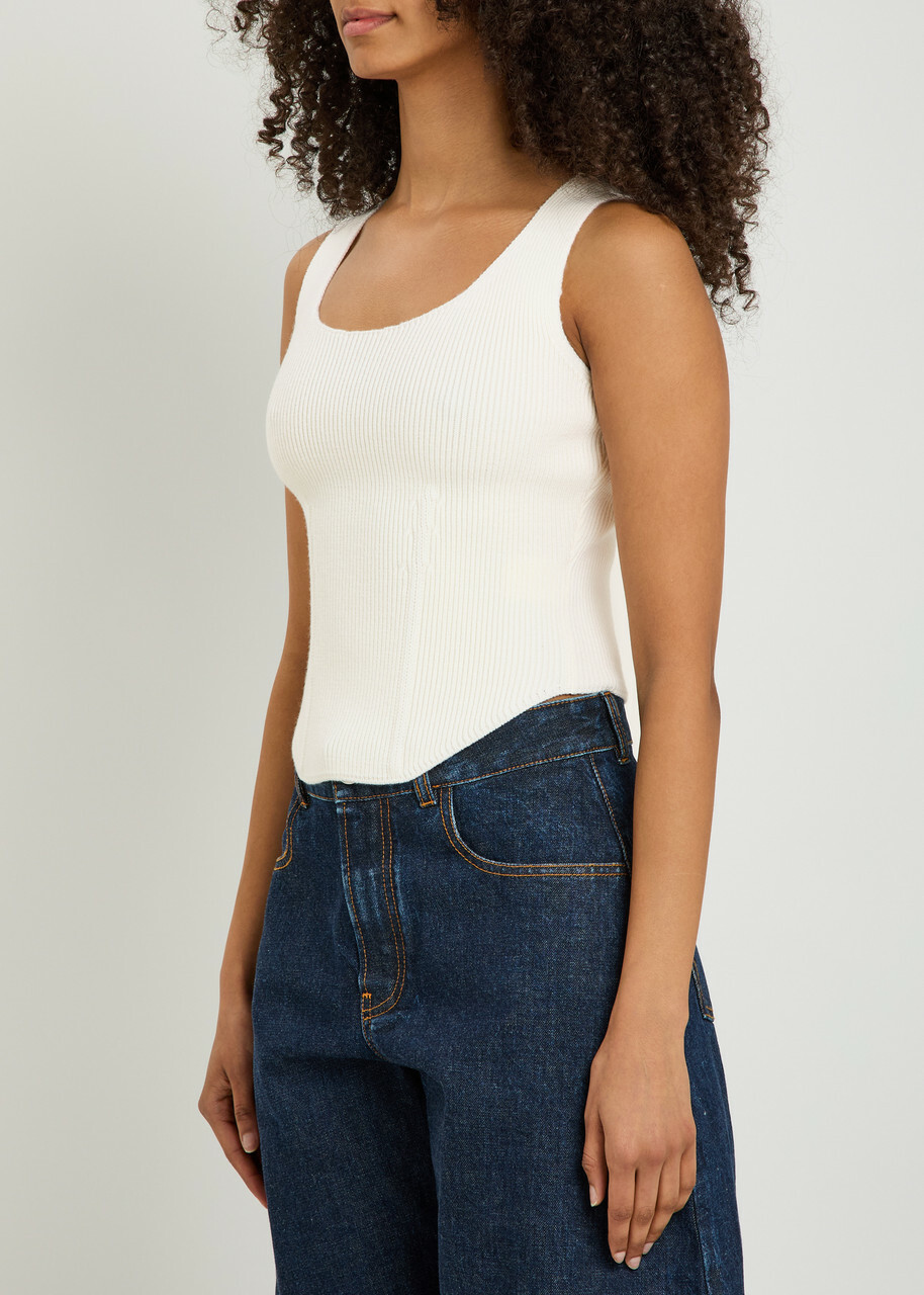 Alaïa Corset Fine-knit Wool-blend Vest top White