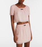 Miu Miu Layered silk chiffon crop top