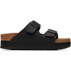 Birkenstock Black Narrow Arizona Flex Platform Birko-Flor Sandals