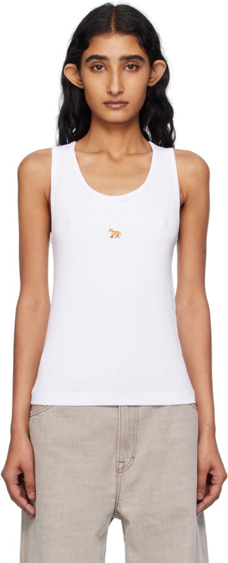 Photo: Maison Kitsuné White 'Baby Fox' Ribbed Tank Top