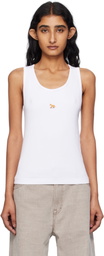 Maison Kitsuné White 'Baby Fox' Ribbed Tank Top