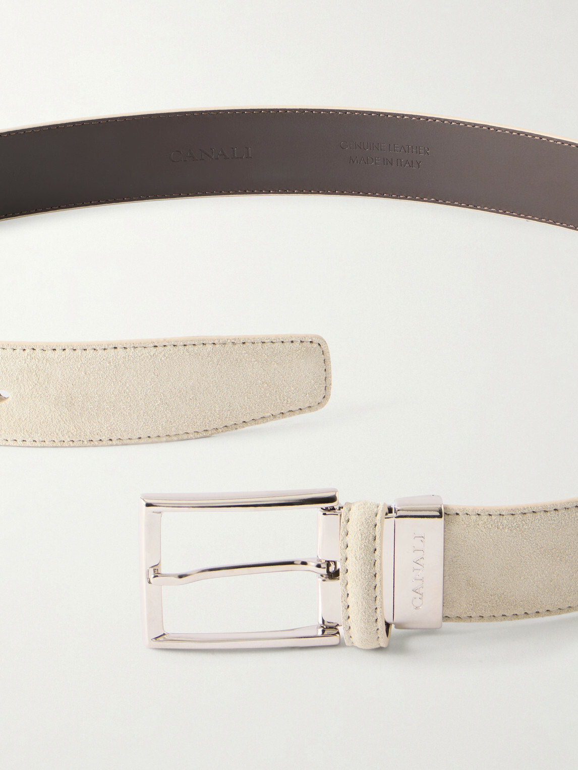 Canali - 3.5cm Suede Belt - Neutrals