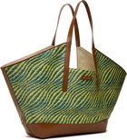 Marni Green & Blue Raffia-Effect Waves Tote