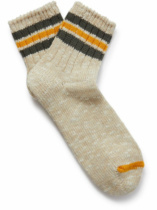 Photo: Anonymous Ism - Striped Ribbed Cotton-Blend Socks